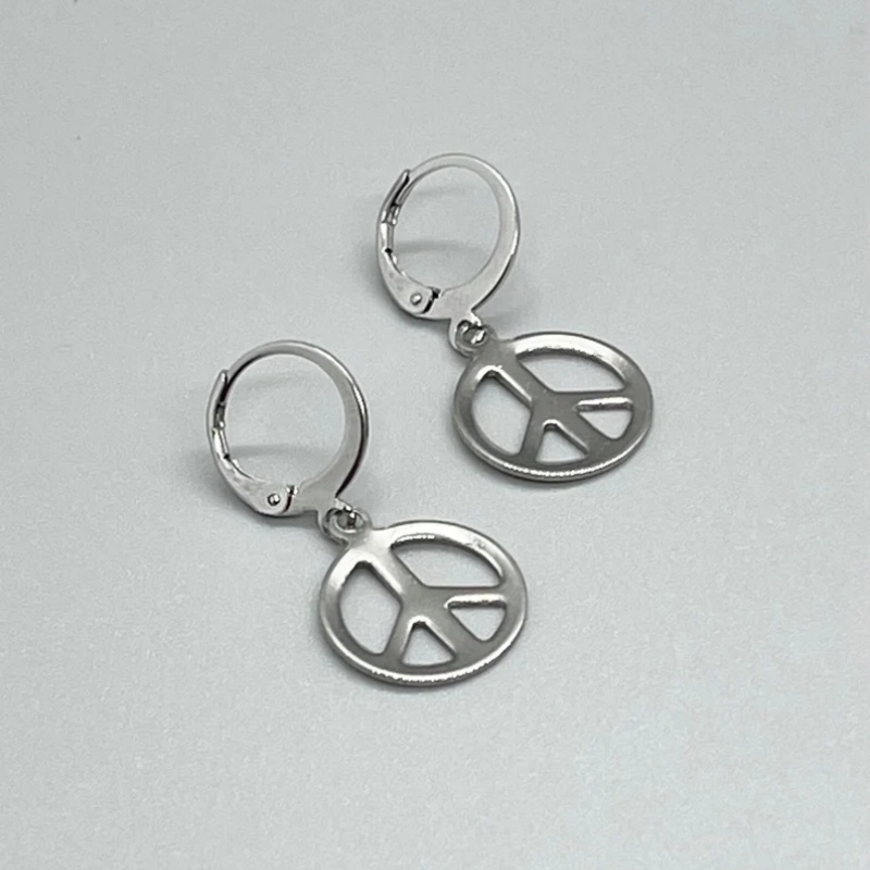 Go Ethnic Fashion - Anting Leverback Tanda Perdamaian Baja Tahan