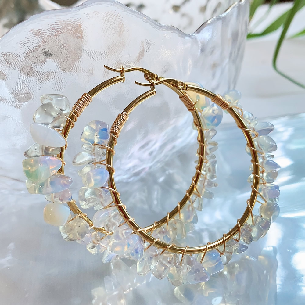 Aura Ethnic Fashion - Anting-Anting Simpai Kristal Alami Batu Acak