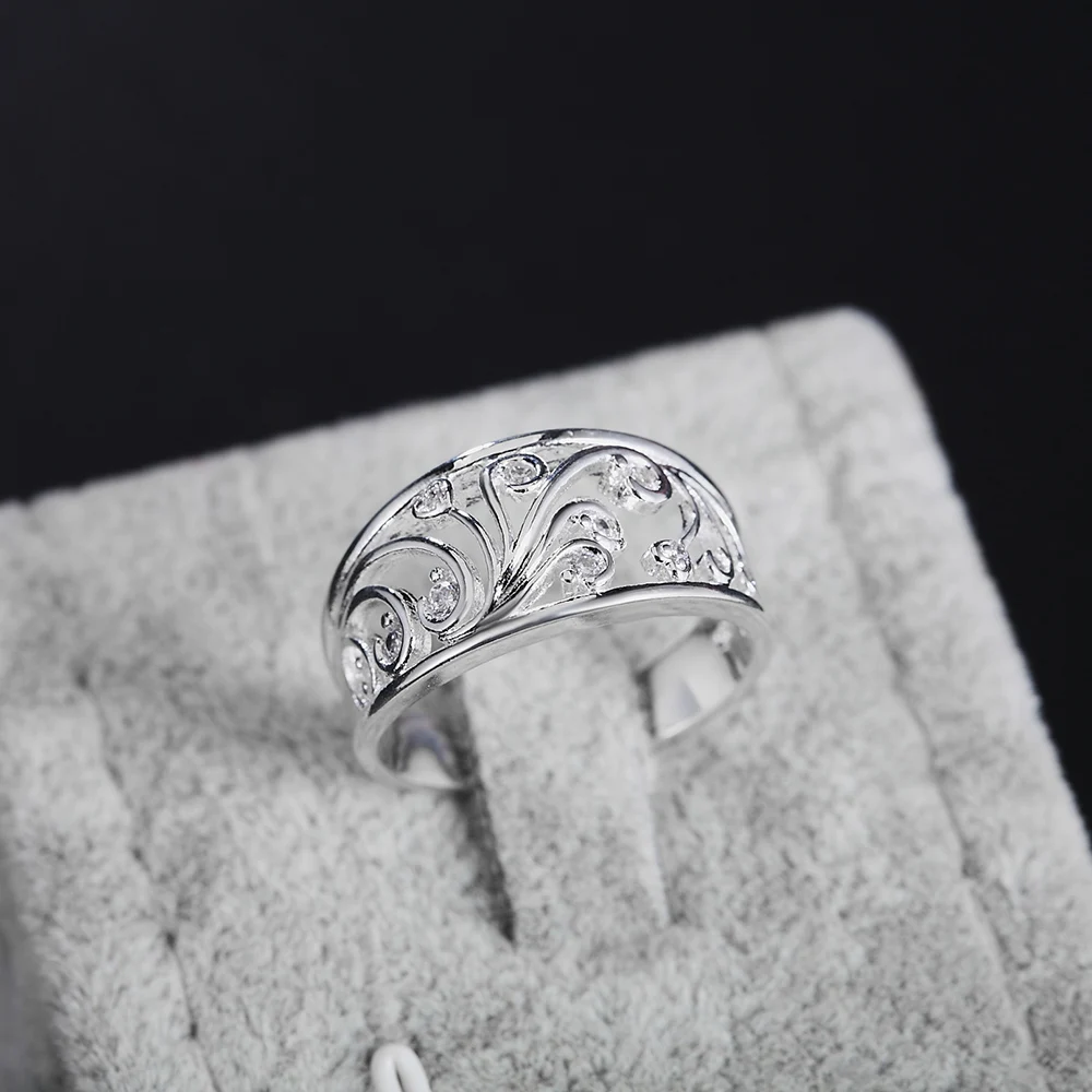 Ethnic Fashion Brand - Cincin Pola Halus Kristal Perak Murni