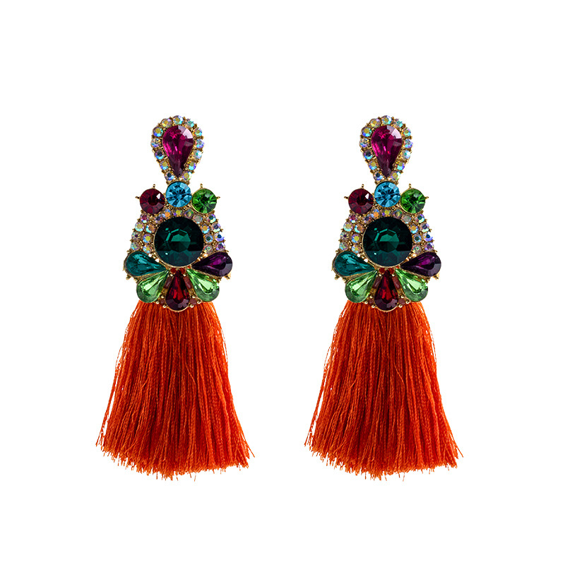 Ethnic Fashion Brand - Anting-anting berlian imitasi warna-warni, berhiaskan kristal,