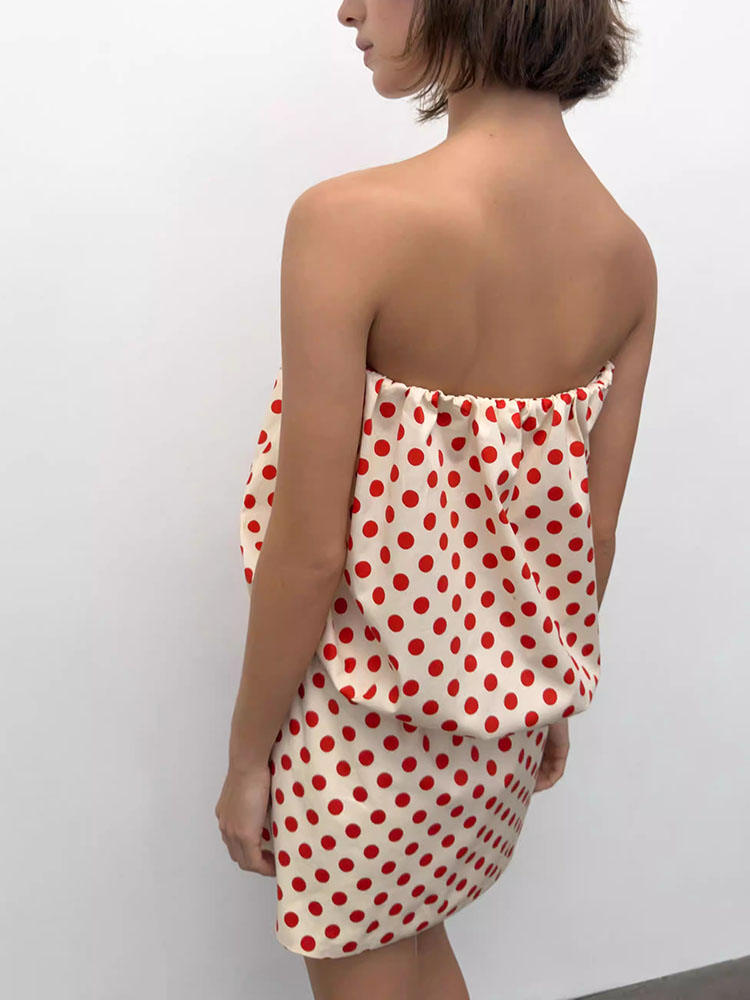 Gaun Tube Top Polkadot Seksi K - Ethnic Fashion Dress ulasan dan harga