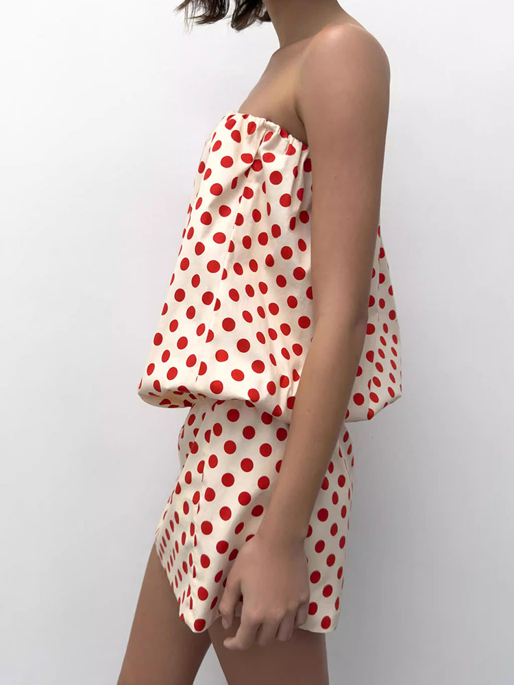 Gaun Tube Top Polkadot Seksi K - Ethnic Fashion Dress ulasan dan harga