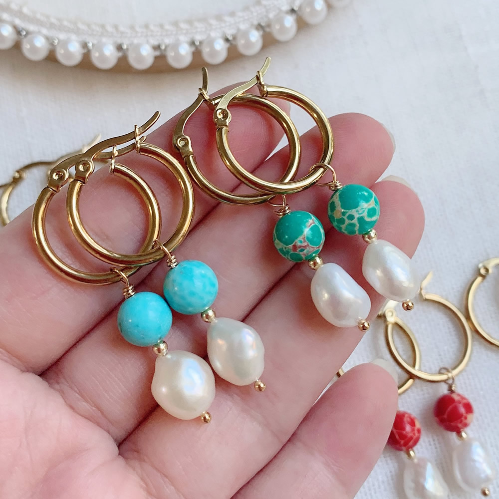 Anting-Anting Gantung Mutiara  - Aura Ethnic Fashion ulasan dan harga