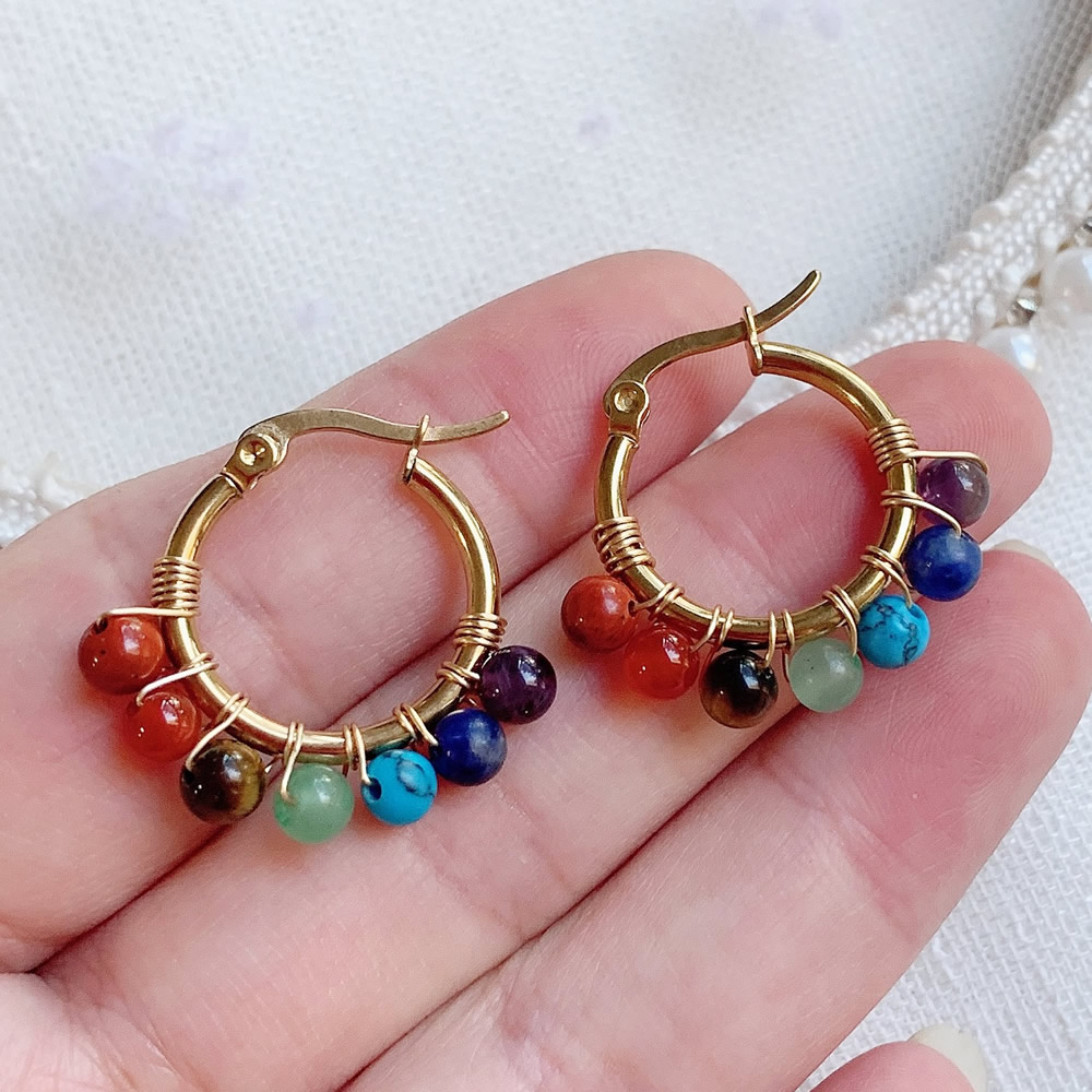 7 Chakra Anting Batu Alam untu - Aura Ethnic Fashion ulasan dan harga