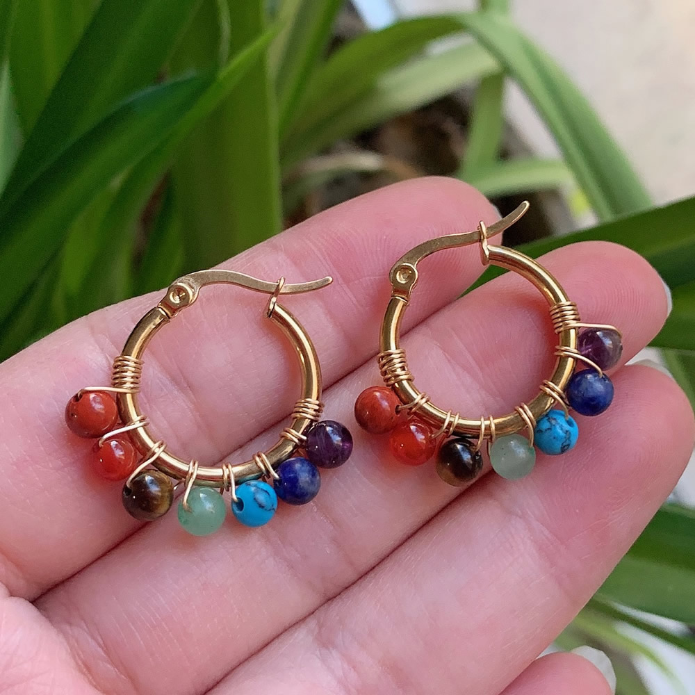 7 Chakra Anting Batu Alam untu - Aura Ethnic Fashion ulasan dan harga